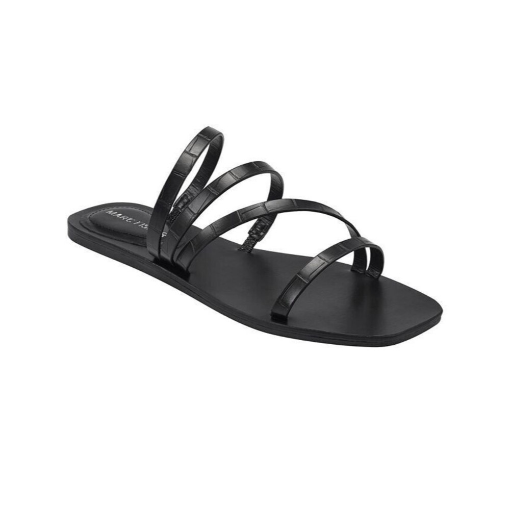 Marc Fisher Women Bonina Slide Sandals Strappy Flat Black 8